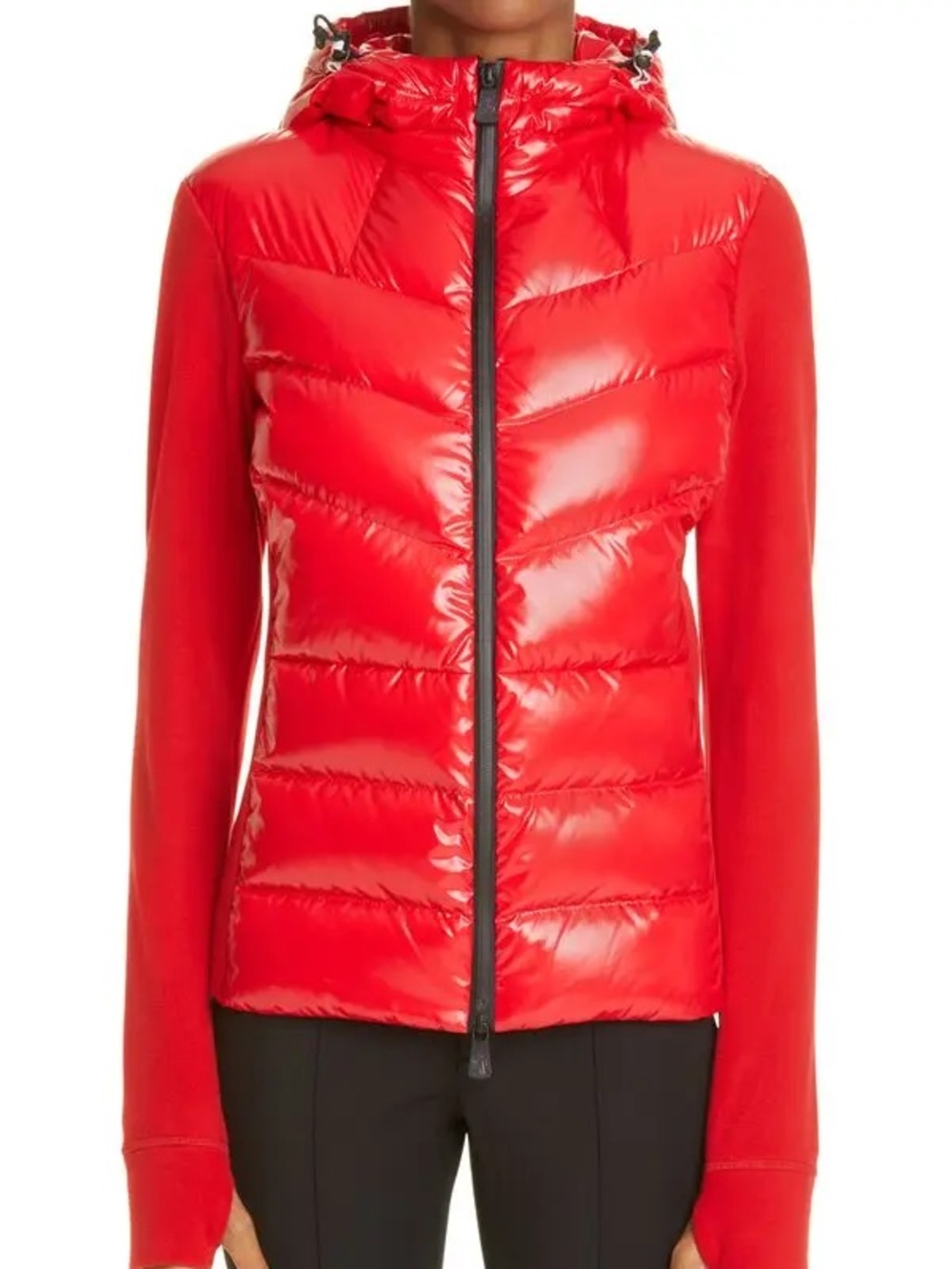Moncler Red Quilted Hooded Puffer Jacket